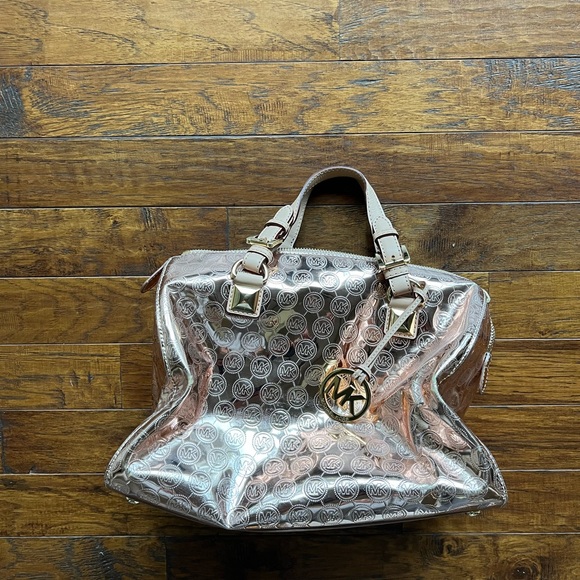 Michael Kors Grayson Monogram medium satchel rose gold with matching wallet - Picture 3 of 7